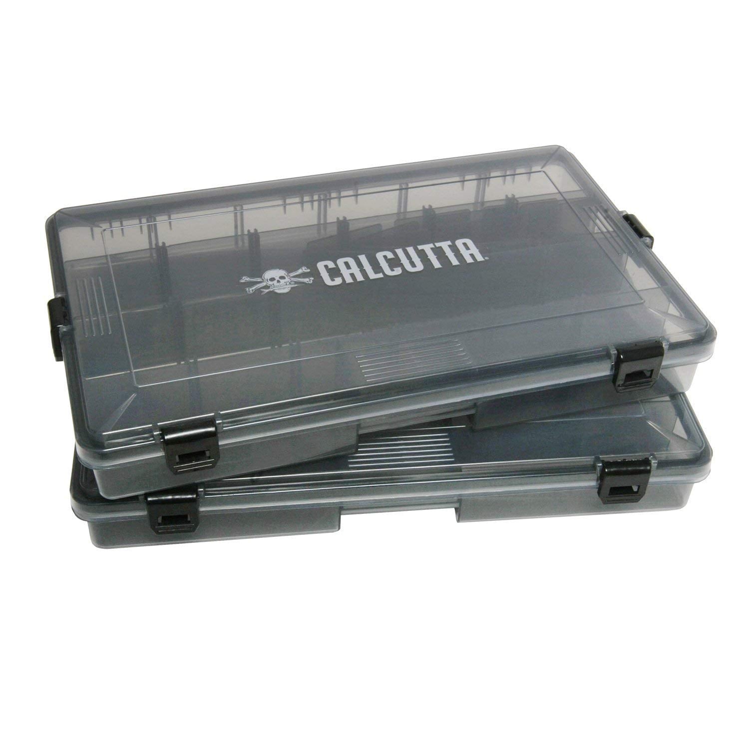 Calcutta Waterproof 4-Latch Tackle Utility Boxes – 2 Pack, Fishing Storage Box O