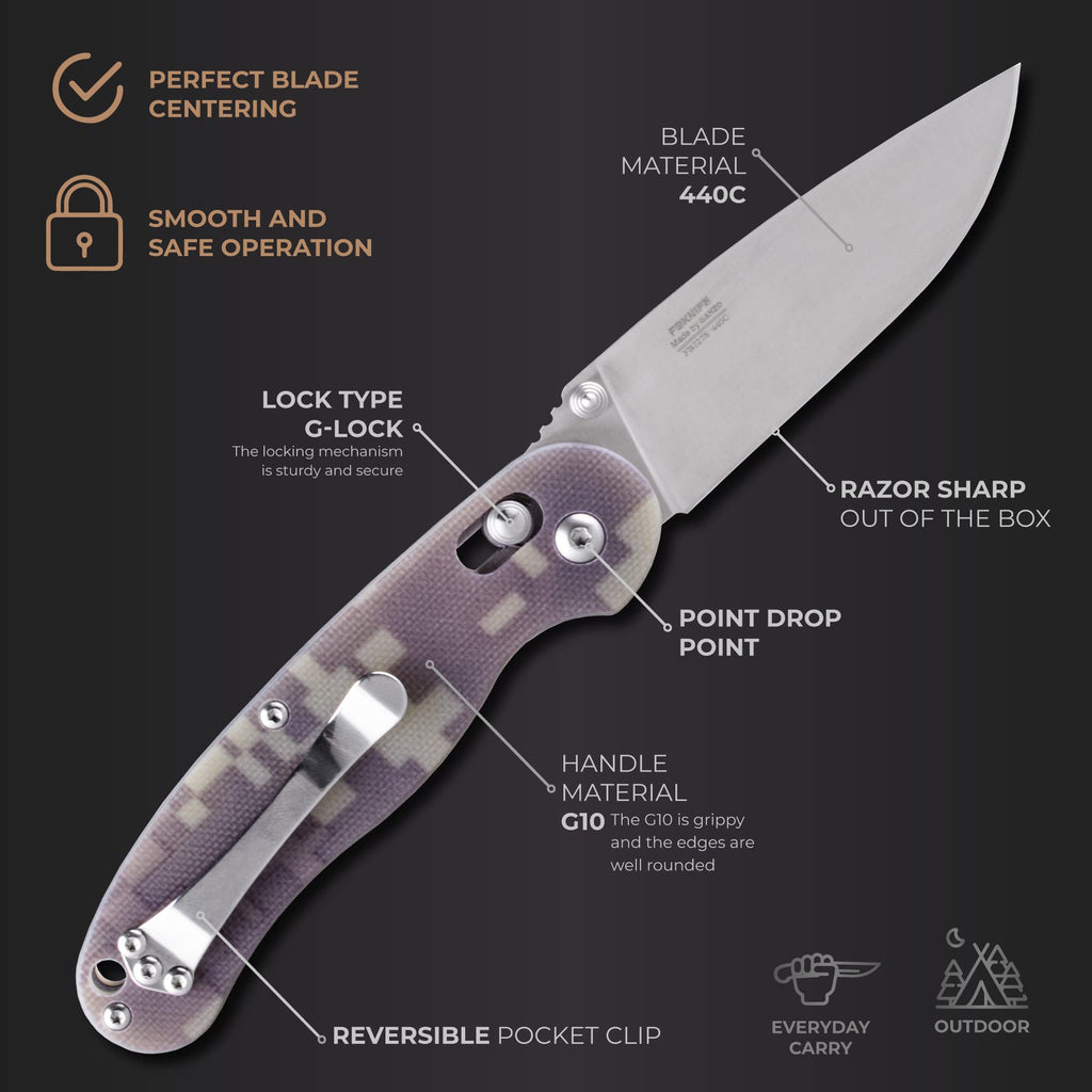 Firebird GANZO Folding Pocket Knife FB727S-CA G10 Handle, view 3