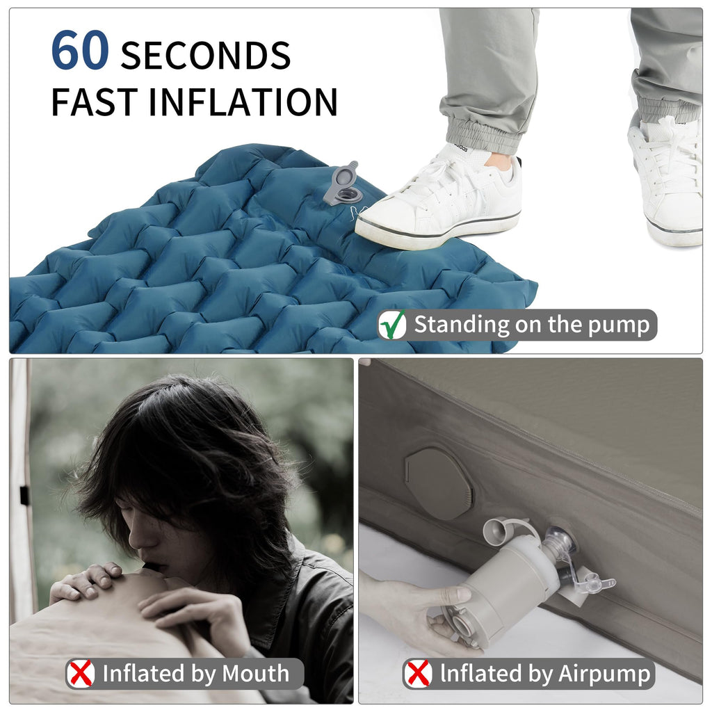 Naturehike Camping Sleeping Pad, Ultralight Inflatable Sleeping Mat with Pillow, view 4