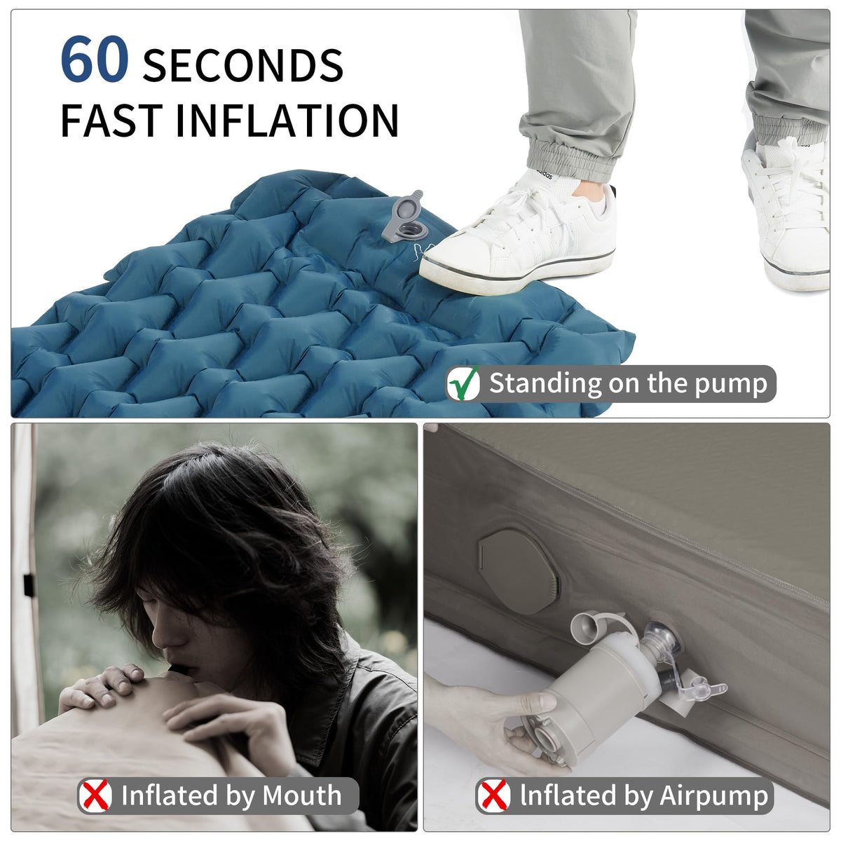 Naturehike Camping Sleeping Pad, Ultralight Inflatable Sleeping Mat with Pillow