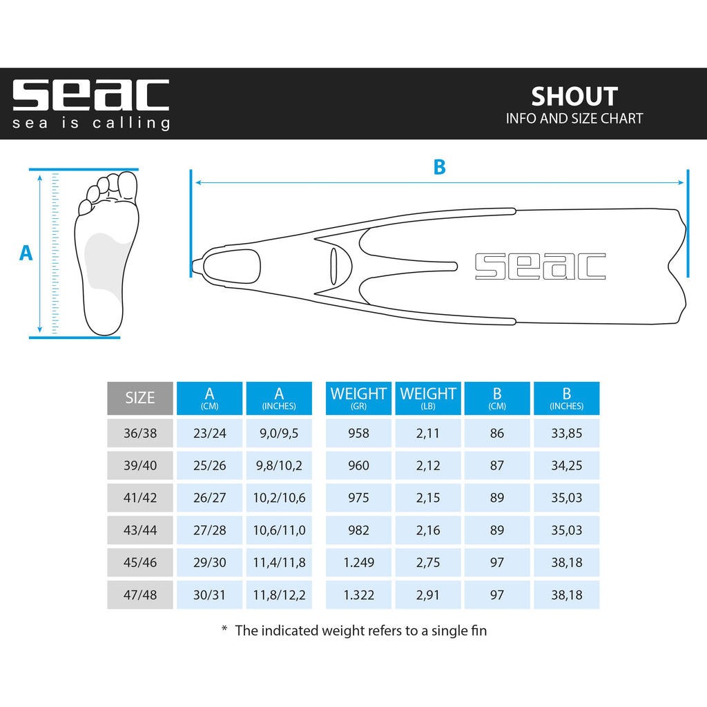 SEAC Shout, Long Fins for Scuba Diving, Spearfishing and Freediving, view 6