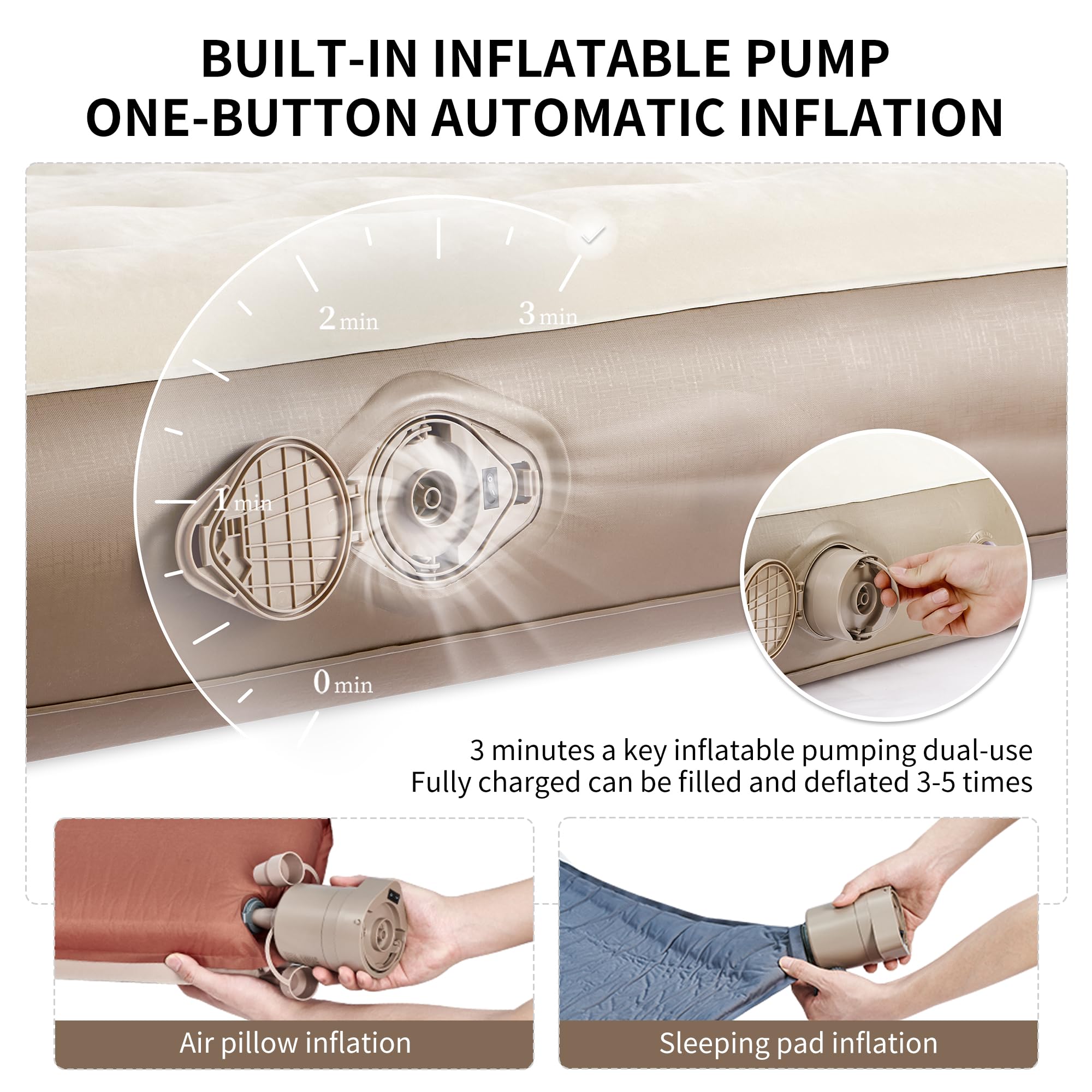 Naturehike Luxury Air Mattress Queen Size with Removable Built-in Electric Pump,