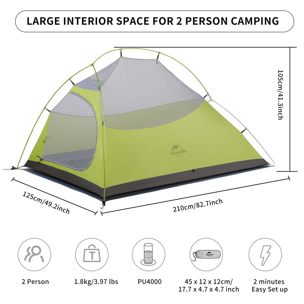 Naturehike Cloud-Up 2 Person Tent Lightweight Backpacking Tent with Footprint -, view 2