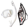 TUSA Sport Adult Serene Mask and Dry Snorkel Combo, with Reusable Travel Bag, Wh