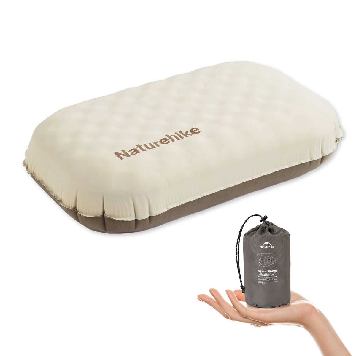 Naturehike 5.7oz Ultralight Inflatable Foam Bed Pillow, Adjustable Firmness Ergo