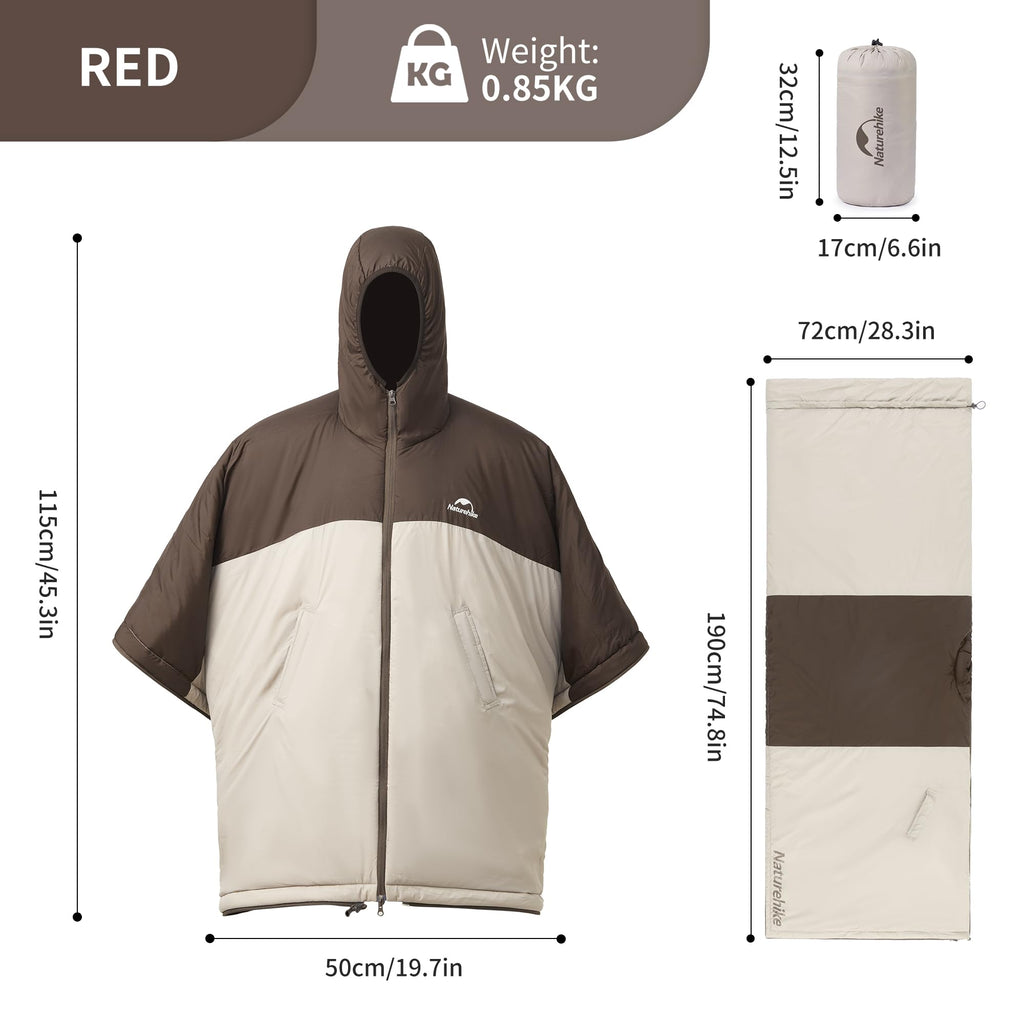Naturehike Wearable Hooded Poncho Sleeping Bags with Teflon Fabric and Imitation, view 2