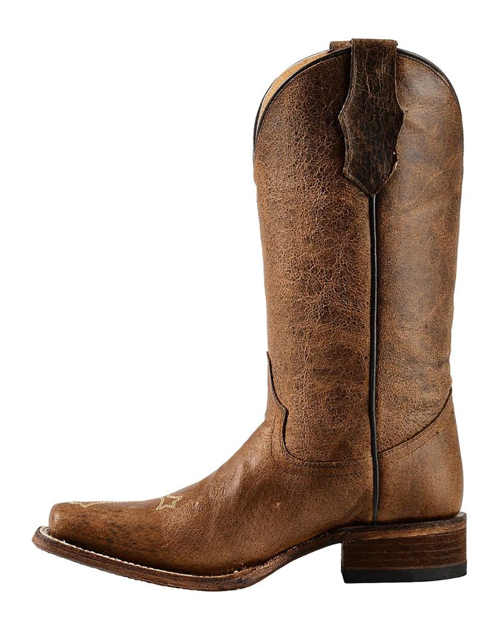 Corral Women's Circle G Side Cross Embroidered Square Toe Western Boot, Brown, 8