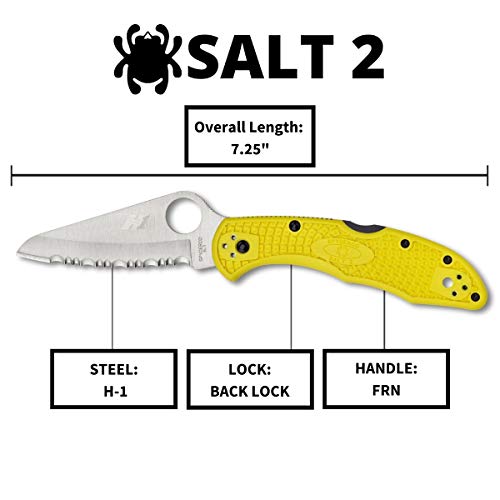 Spyderco Salt 2 Lightweight Knife with 3" H-1 Ultra-Corrosion