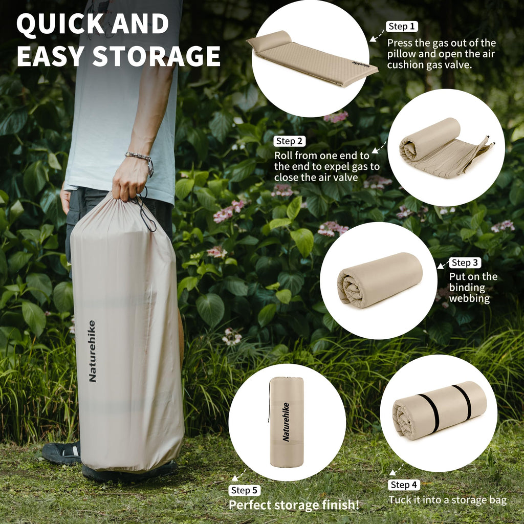 Naturehike 4"/10cm Ultra Thick Foam Self Inflating Sleeping Pad, R9.5 Patchwork, view 7