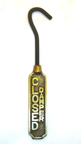 Metal Fireplace Damper Pull with Solid Brass Handle, view 3