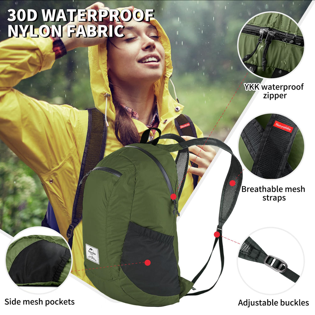 Naturehike 18L Waterproof Hiking Daypack, Lightweight Packable Backpack for Trav, view 4