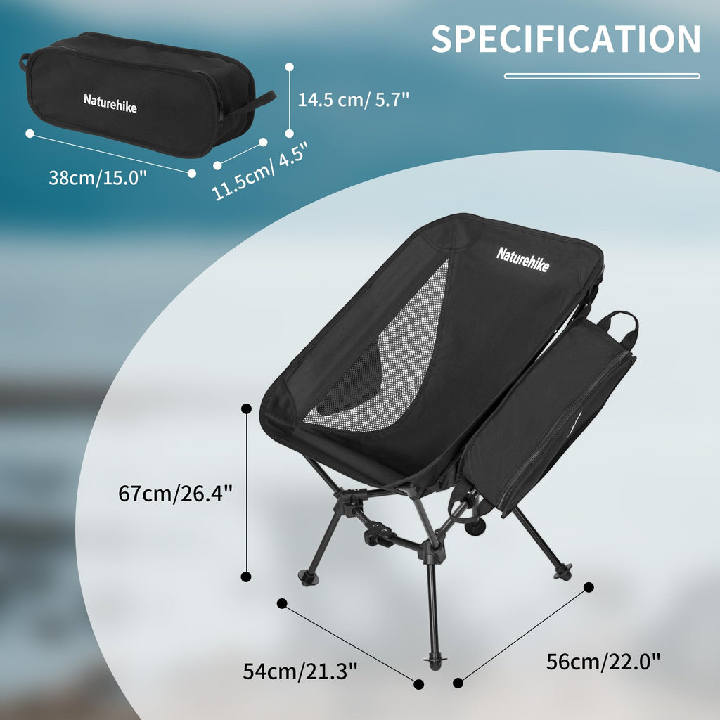 Naturehike Ultralight Camping Chair, Portable Backpacking Chair with Storage Bag, view 7