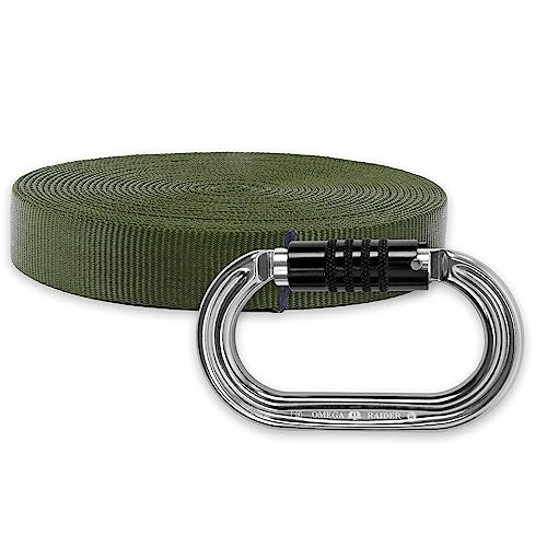 Rock-N-Rescue Heavyweight Nylon Tubular Webbing OD Green 25 ft Bundle w/Raider Q