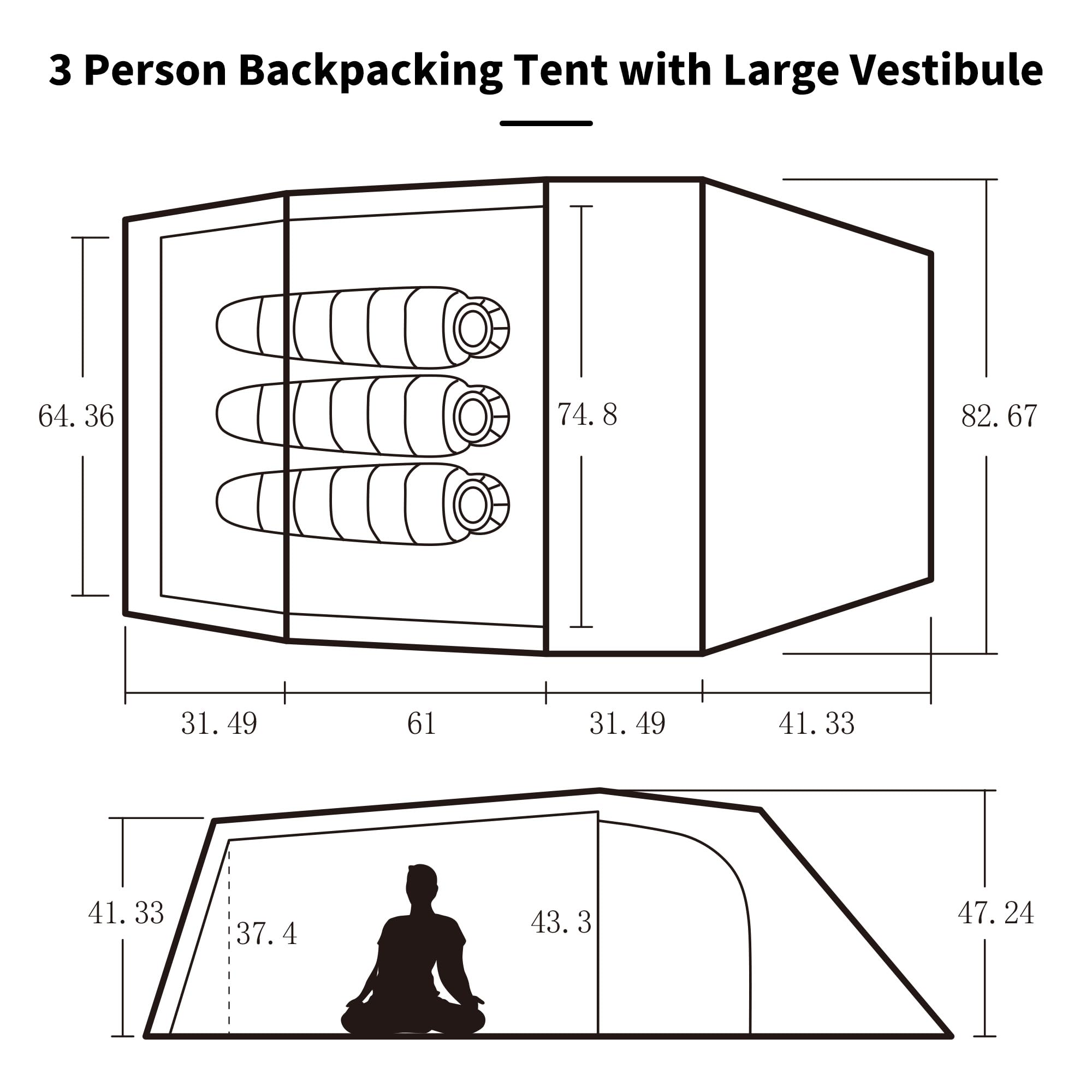 Naturehike Opalus Backpacking Tent 2-4 Person Lightweight Waterproof Camping Ten