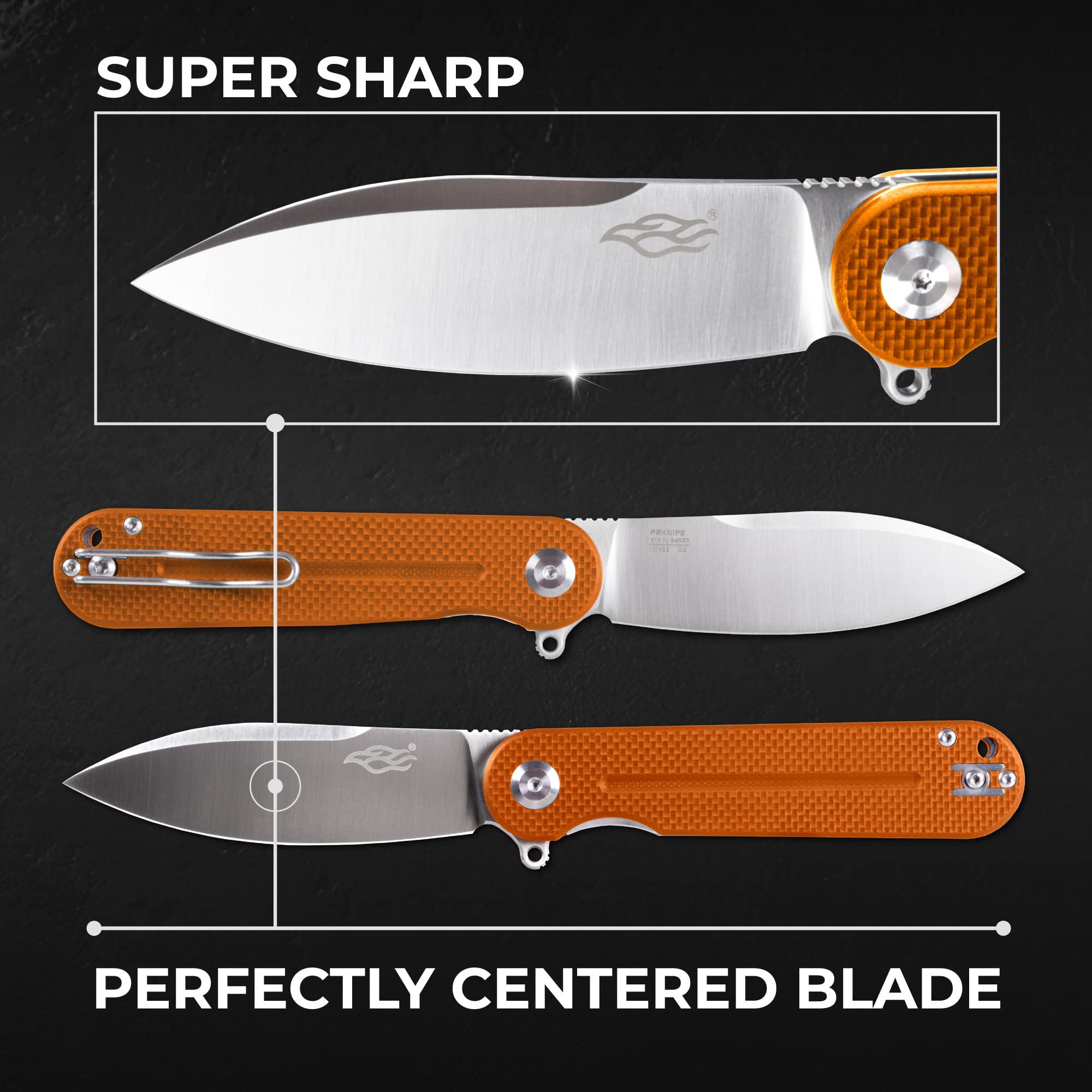 Firebird GANZO FH922-OR Pocket Folding Knife D2 Steel Blade