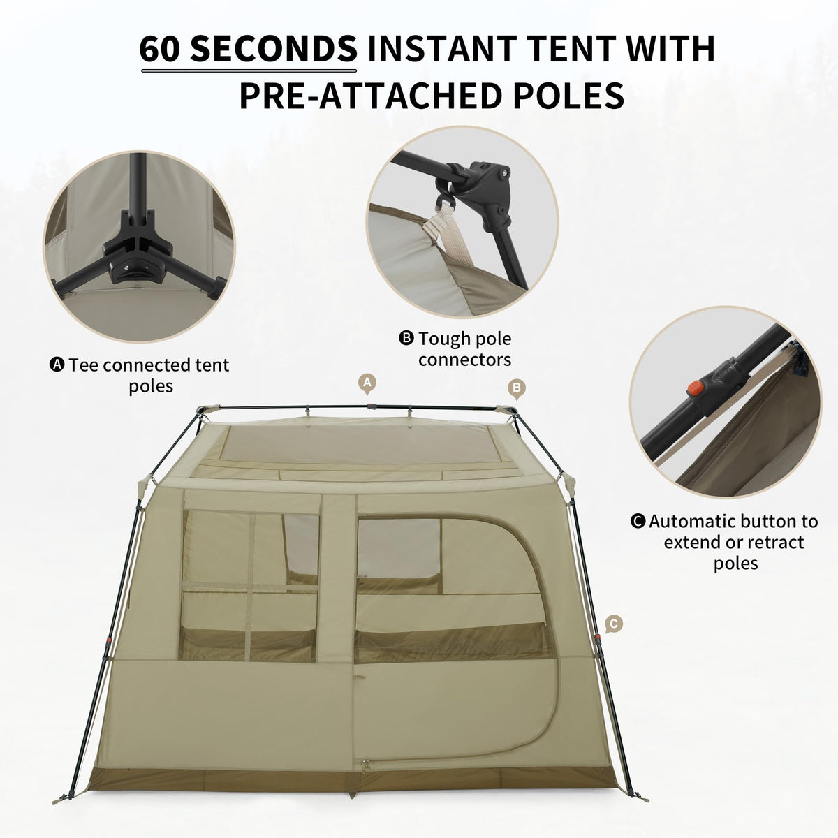 Naturehike Village Camping Tent,4/6/8 Person Tents for Camping, 60S Easy Setup I