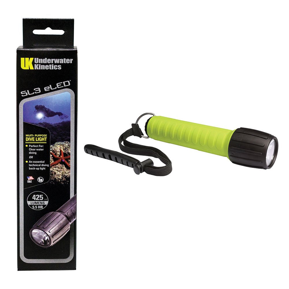 Underwater Kinetics SL3 eLED (L2) Dive Light, Safety Yellow, With Batteries