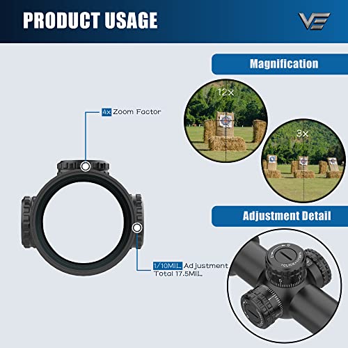 Vector Optics Veyron 3-12x44 FFP 30mm Monotube Compact Riflescope, view 2