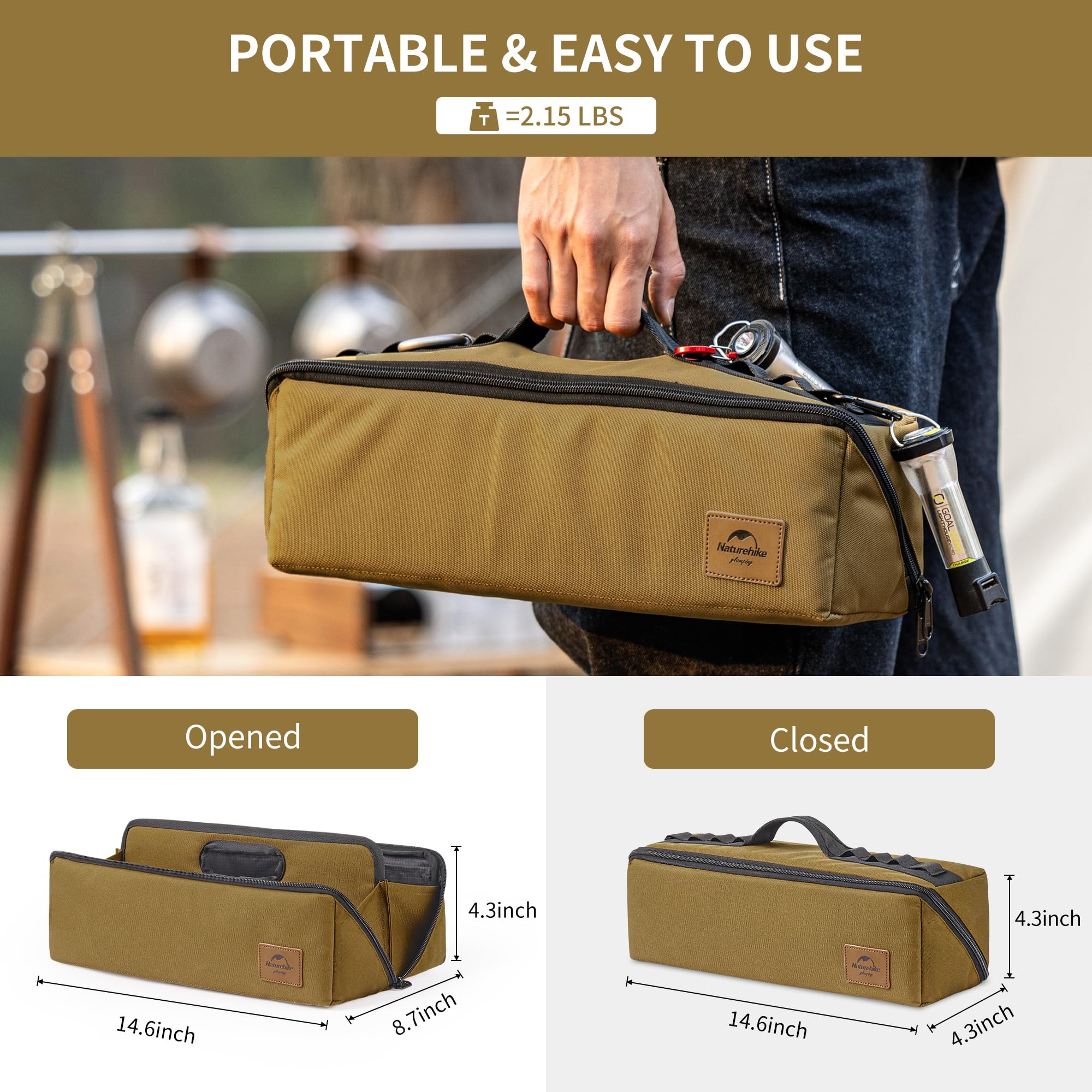 Naturehike Folding Tool Bag, Multifunctional Tool Storage Bag, Zippered Duffel B