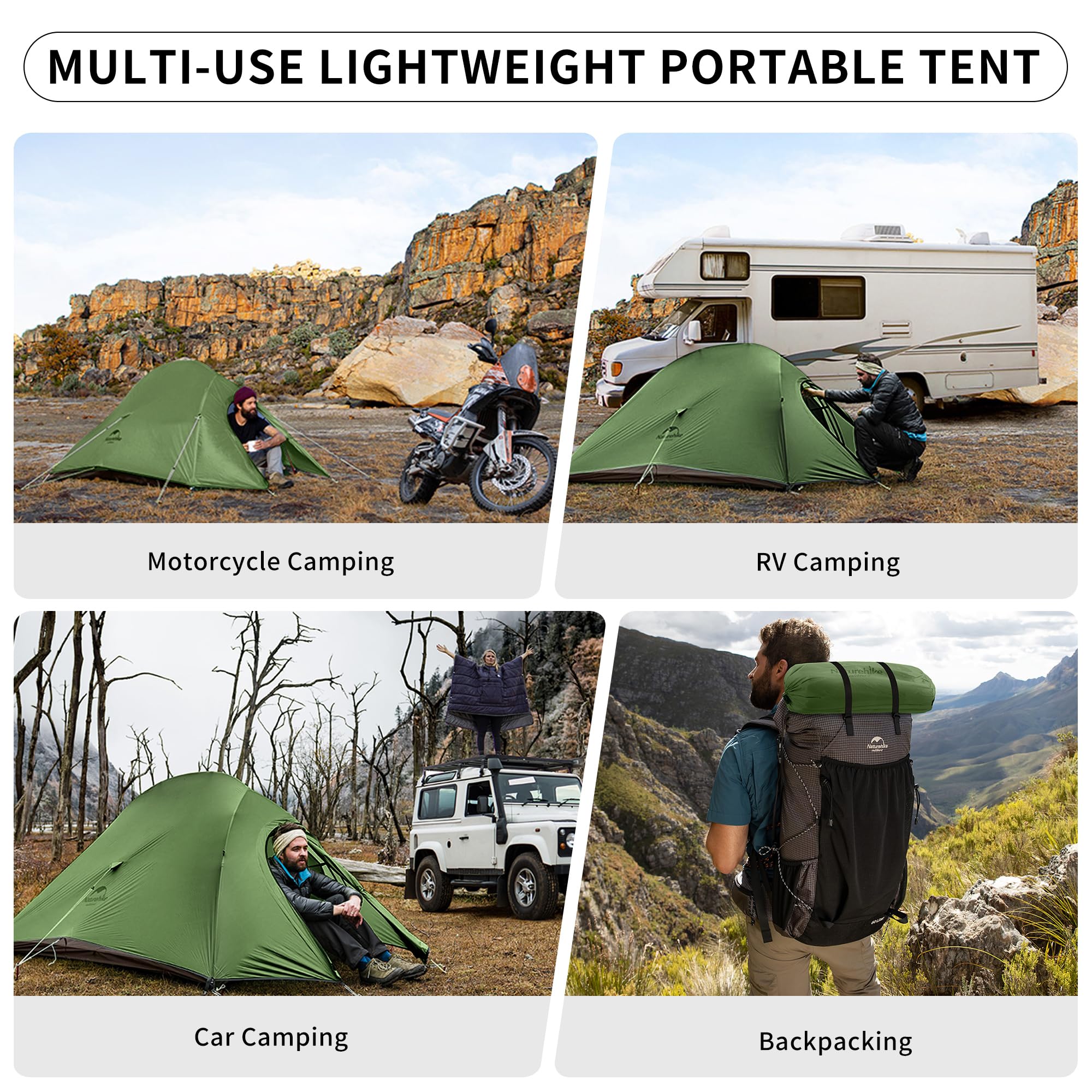 Naturehike Cloud-Up 2 Person Tent Lightweight Backpacking Tent with Footprint -