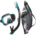 TUSA Sport Adult Serene Mask and Snorkel Combo, Black/Ocean Green,UC-1625PQB-OG