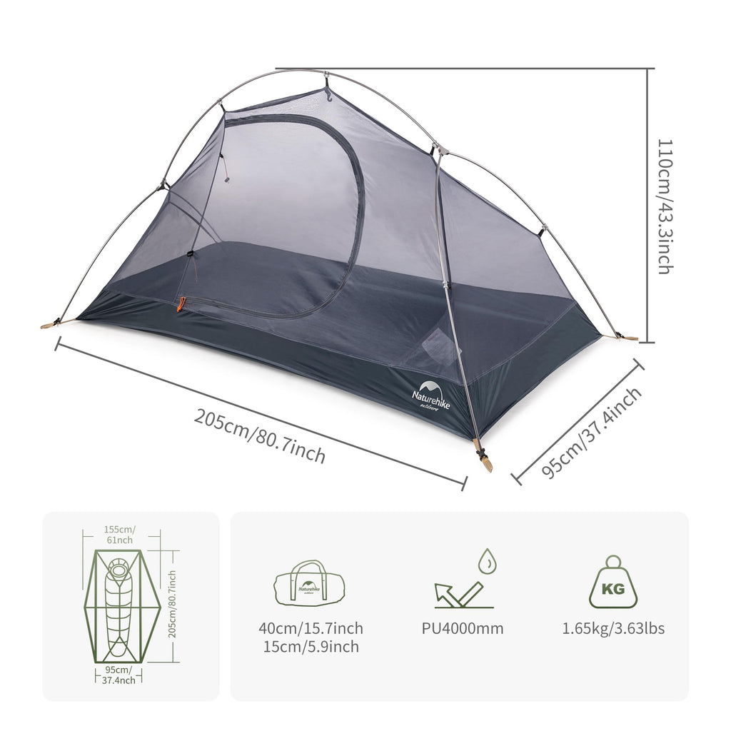 Naturehike Bikepacking 1 Person Tent, Waterproof Easy Set up Free Standing Singl, view 2