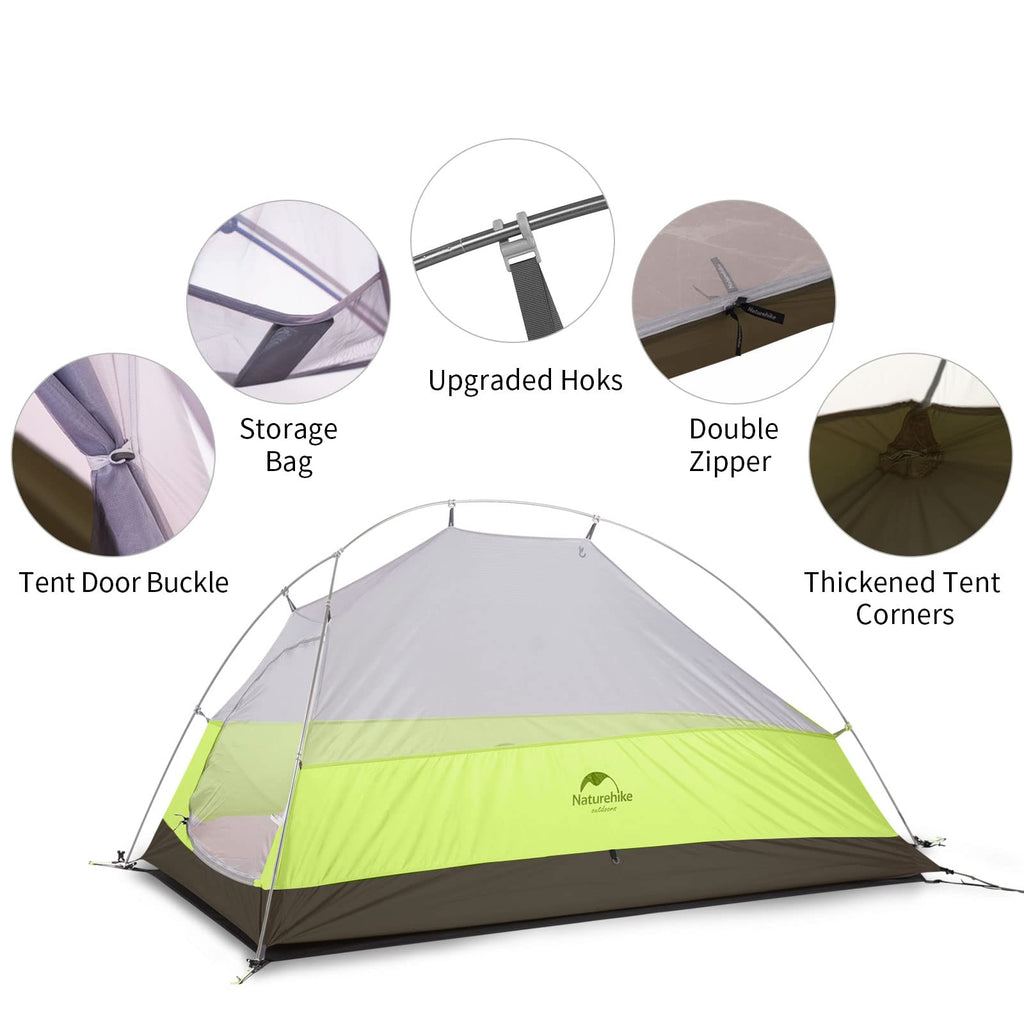 Naturehike Cloud-Up 1 Person Lightweight Backpacking Tent with Footprint - 3 Sea, view 3