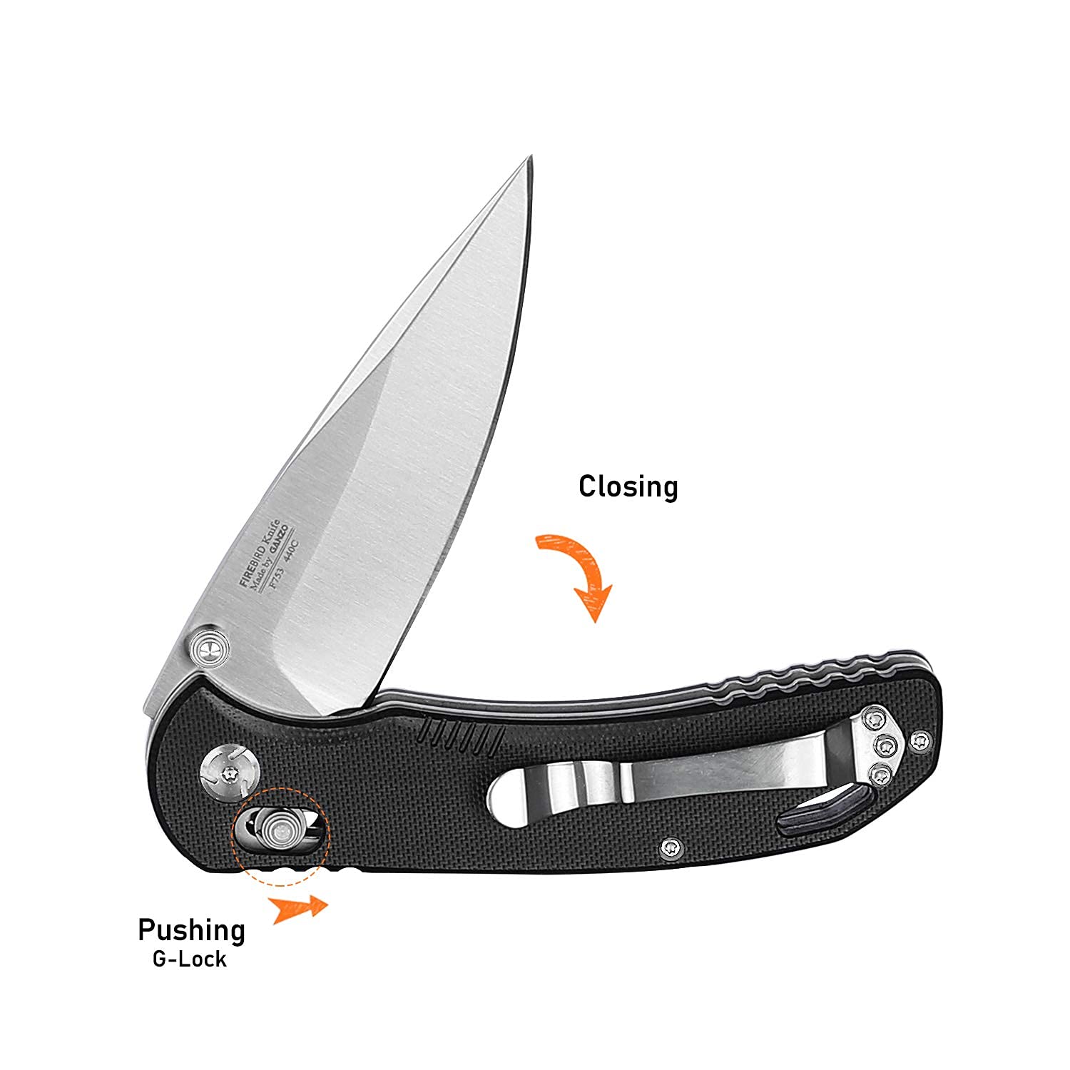 Ganzo G7531 Folding Pocket Knife 440C Stainless Steel Blade