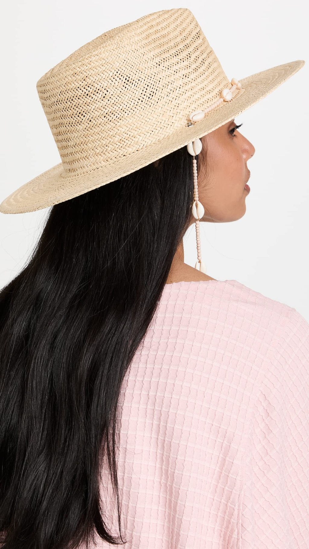 Lack of Color Women's Seashells Straw Fedora, Natural, L, view 3