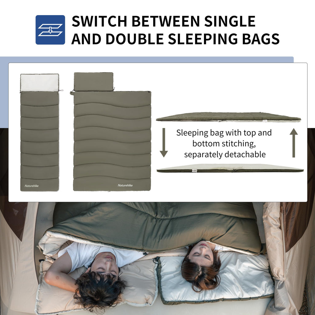 Naturehike Camping Sleeping Bag，Spliceable Double Sleeping Bag for Adults&Kids,, view 5
