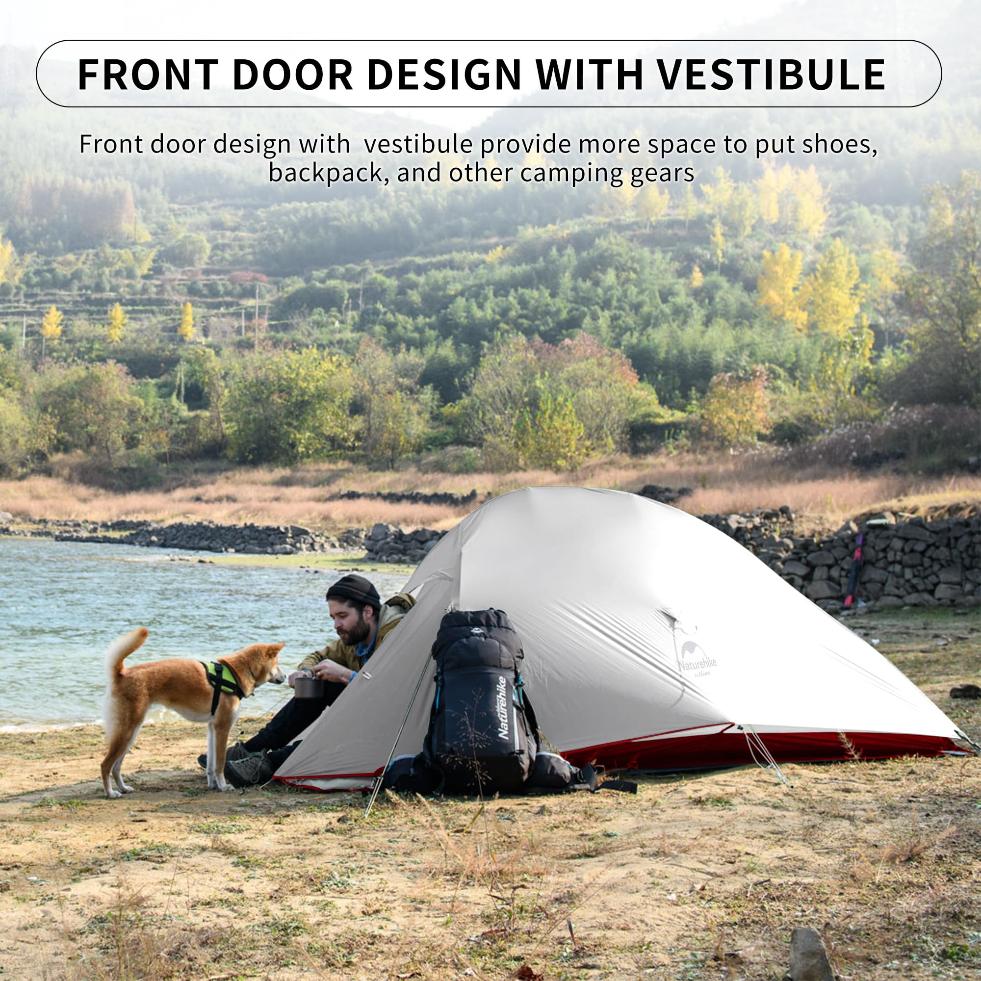 Naturehike Cloud-Up 2 Person Tent Lightweight Backpacking Tent with Footprint -