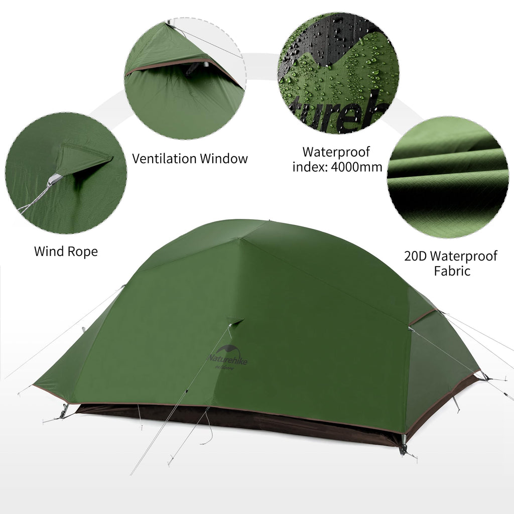 Naturehike Cloud-Up 3 Person Lightweight Backpacking Tent with Footprint - Free, view 3
