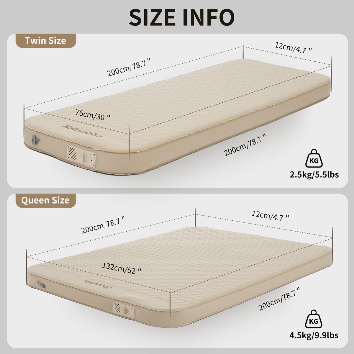 Naturehike 4.72’’ Thick Self-Inflating Sleeping Pad with Lighter Foam and Electr