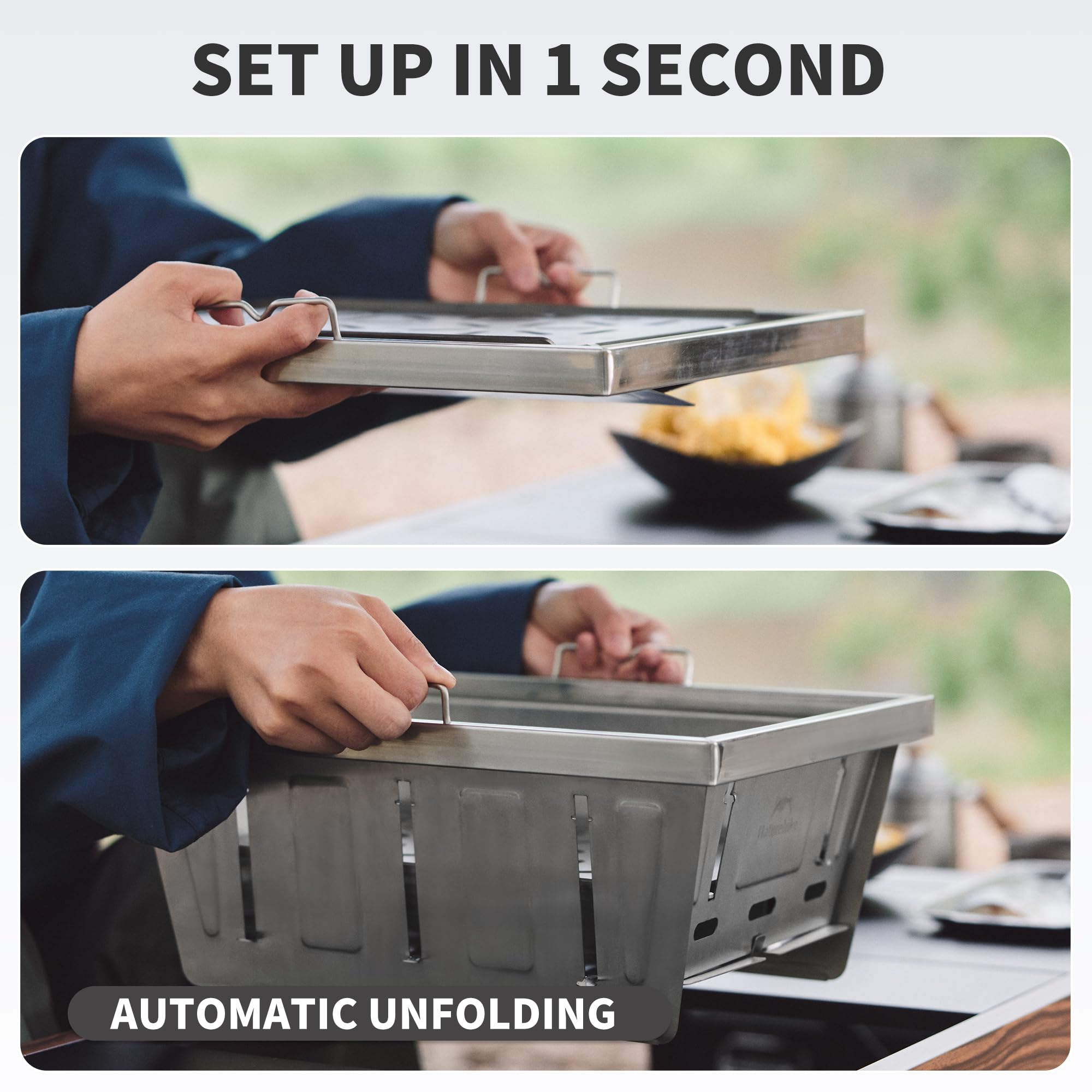 Naturehike Camping Charcoal Grill for IGT Table, Folding Barbecue Grill with Ton