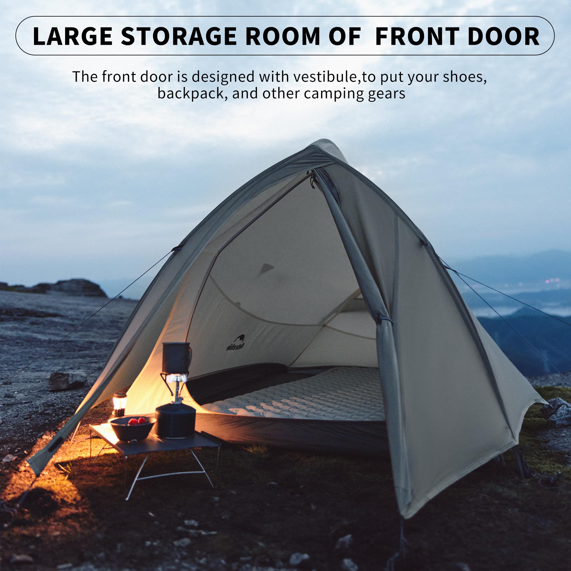 Naturehike Cloud up Pro 2 Person Tent, Double Layer Waterproof Two Person Tent,U