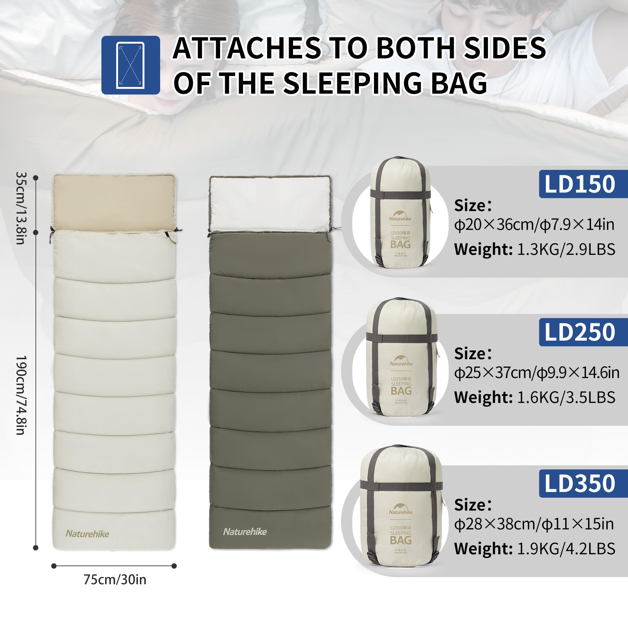 Naturehike Camping Sleeping Bag，Spliceable Double Sleeping Bag for Adults&Kids,