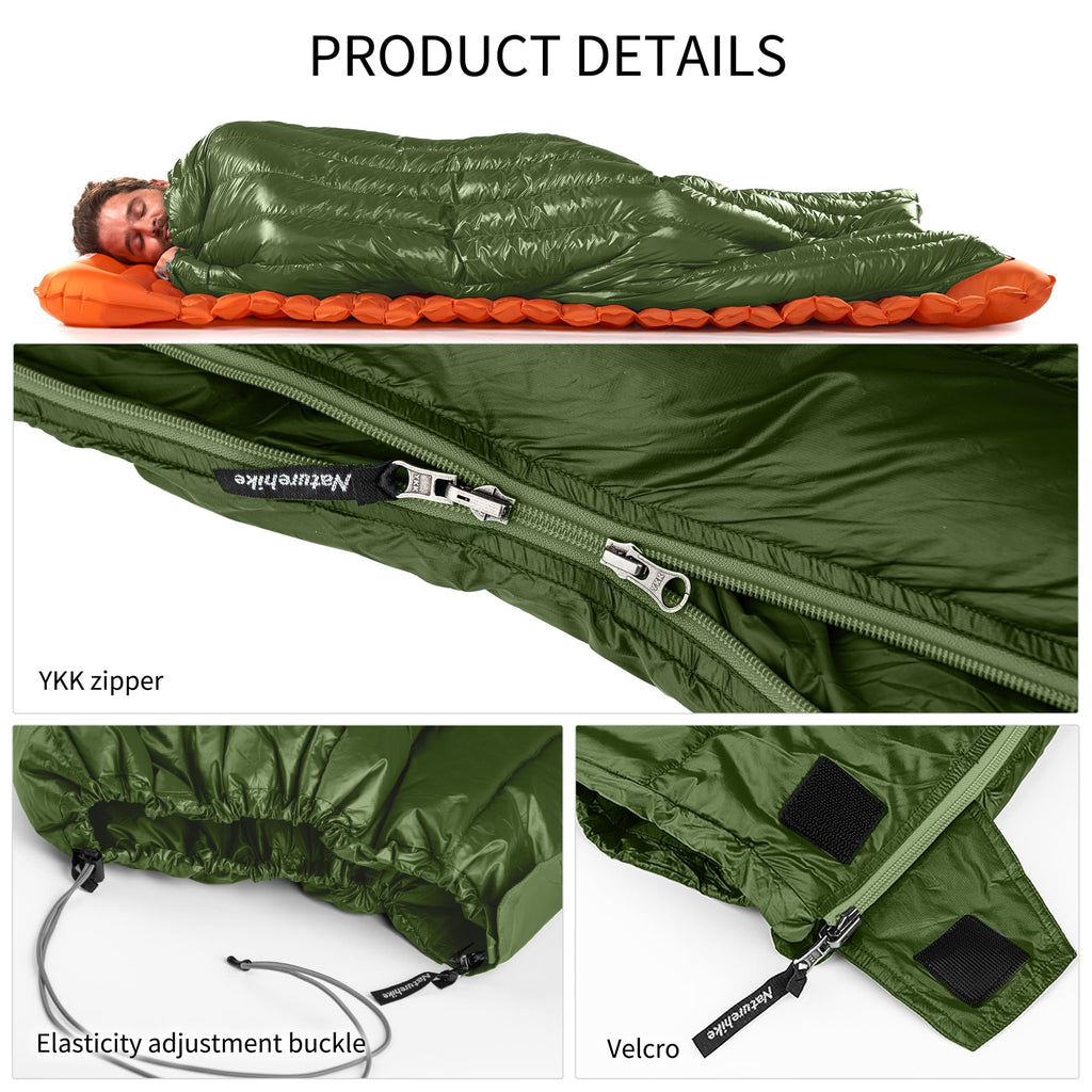 Naturehike 1.25lbs Ultralight Sleeping Bag, 800 Fill Power Goose Down Sleeping B, view 6