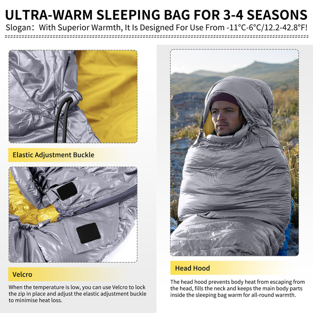 Naturehike Ultralight Duck Down Cold Weather Sleeping Bag, 750FP Compact Sleepin, view 3
