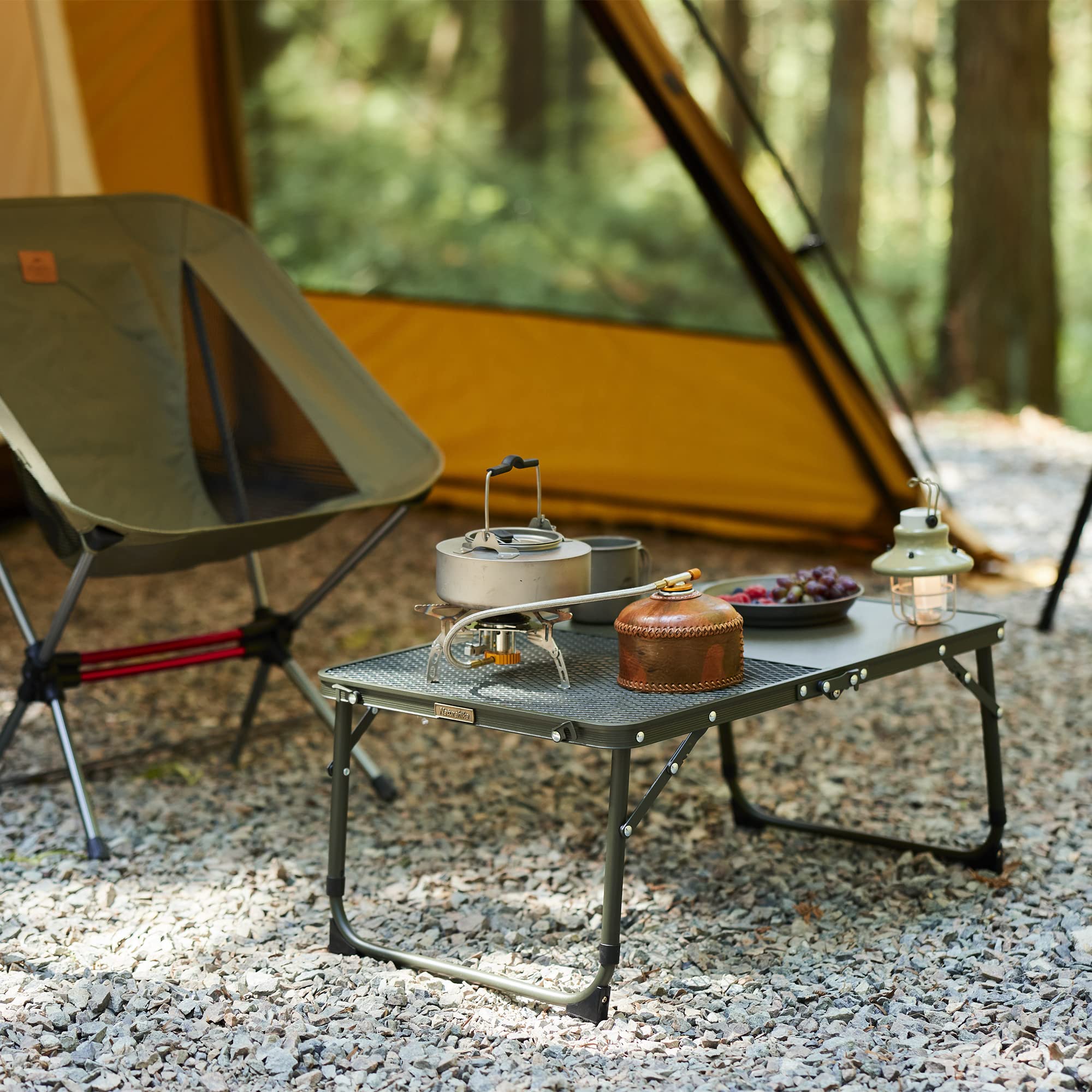 Naturehike Folding Camping Table with Mesh Desktop, Adjustable Aluminum Portable