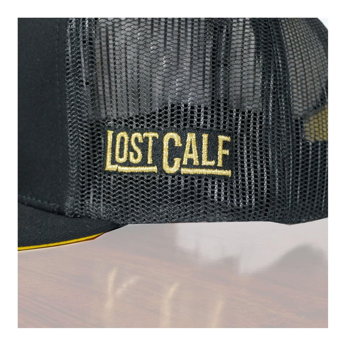 Lost Calf Iron Gold Flat Bill Adjustable Snapback Cap Hat