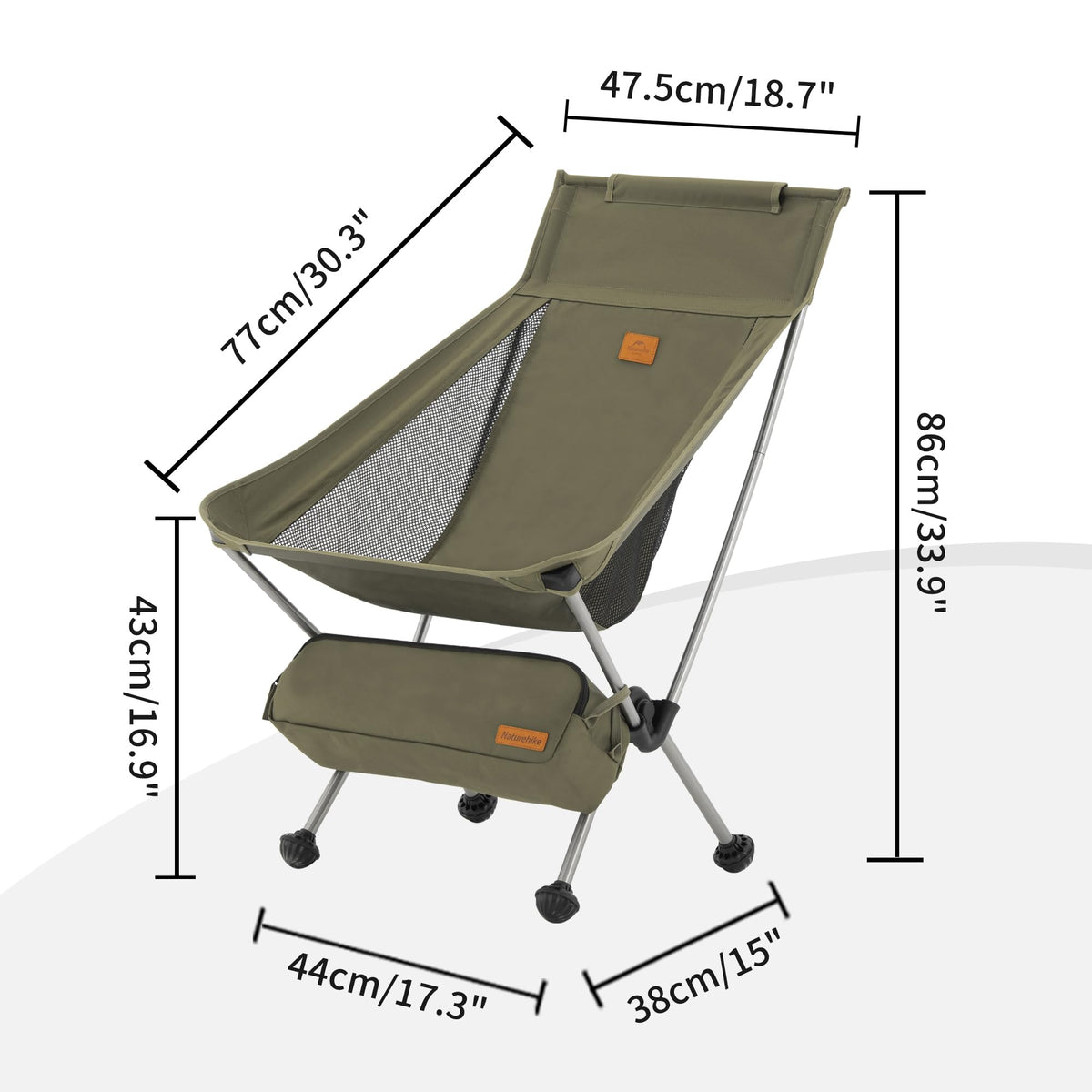 Naturehike YL09 Ultralight Camping Chair, 3.04 LBS Portable Backpacking Chair wi