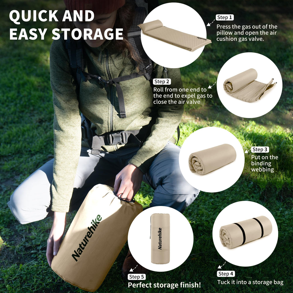 Naturehike 4"/10cm Ultra Thick Foam Self Inflating Sleeping Pad with Pillow, R9., view 7