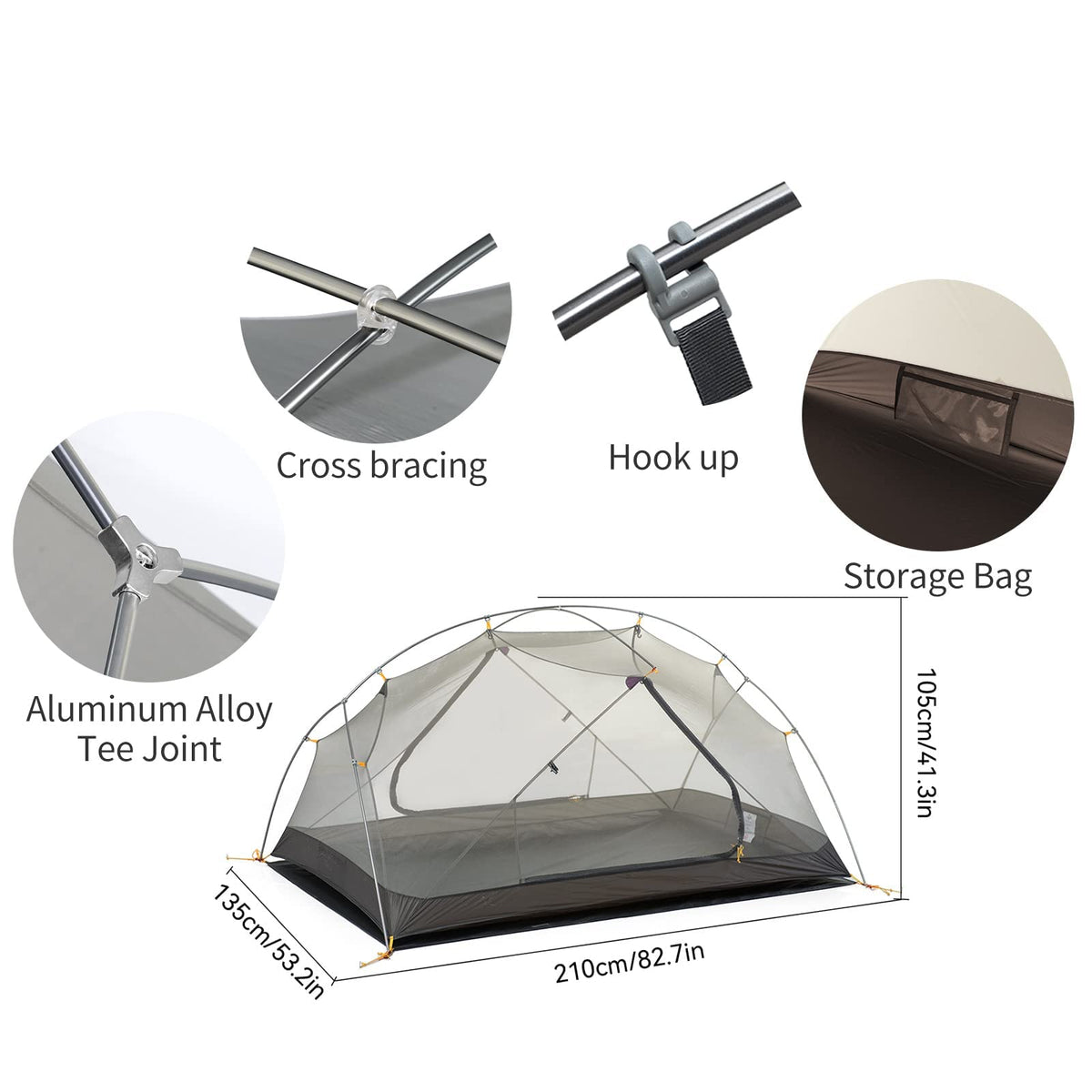 Naturehike Mongar 2 Person Backpacking Tent 3 Season Camping Tent Ultralight Dou