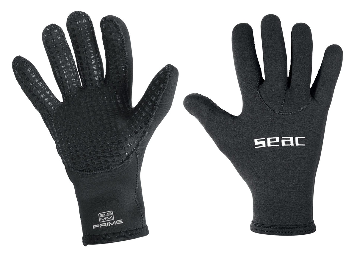 SEAC Prime, 2 mm Neoprene Diving Gloves, Nylon Lined, Non-Slip Palm