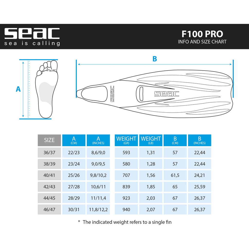SEAC F100 Pro Diving Fins (Blue, 36/37) (9290B), view 6