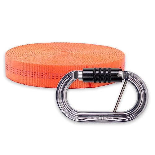 Rock-N-Rescue Heavyweight Nylon Tubular Webbing Orange 25 ft Bundle w/Raider Qui