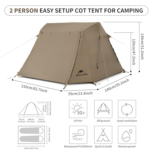 Naturehike Cot Tent for Camping,Easy Setup Pop up Tents for Camping, 1 Person 5, view 2