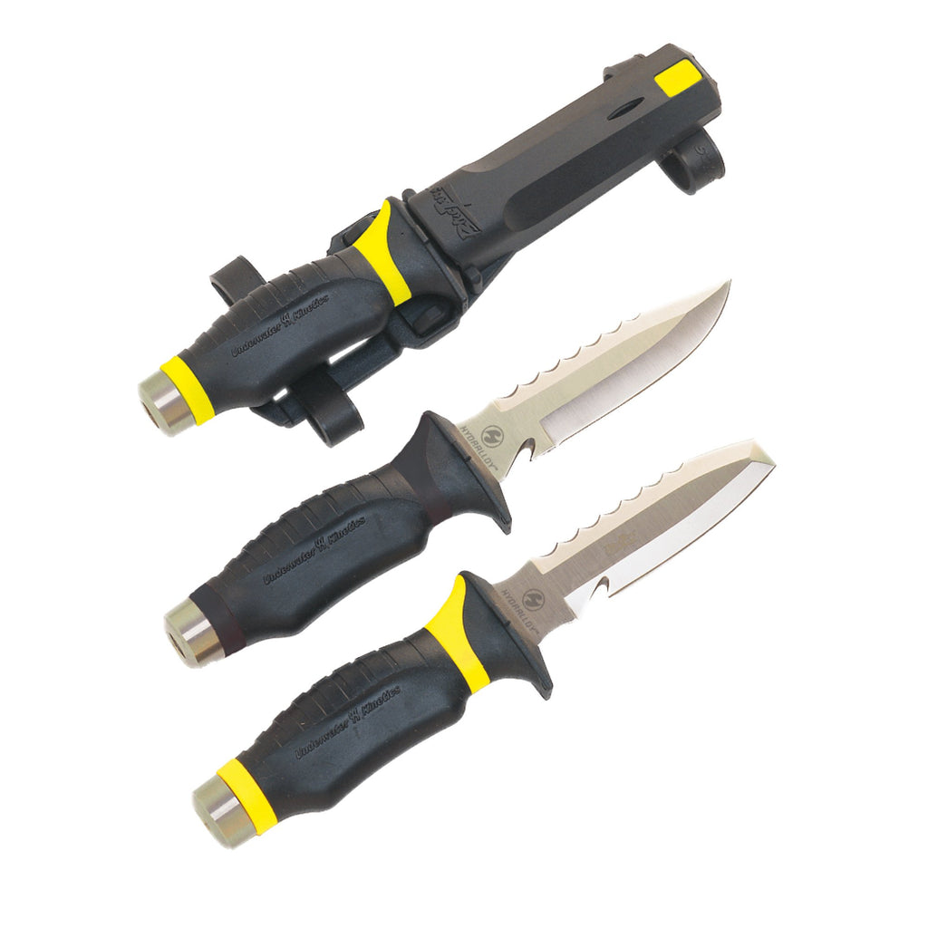 Underwater Kinetics Blue Tang Titanium Dive Knife, Drop Point, Yellow