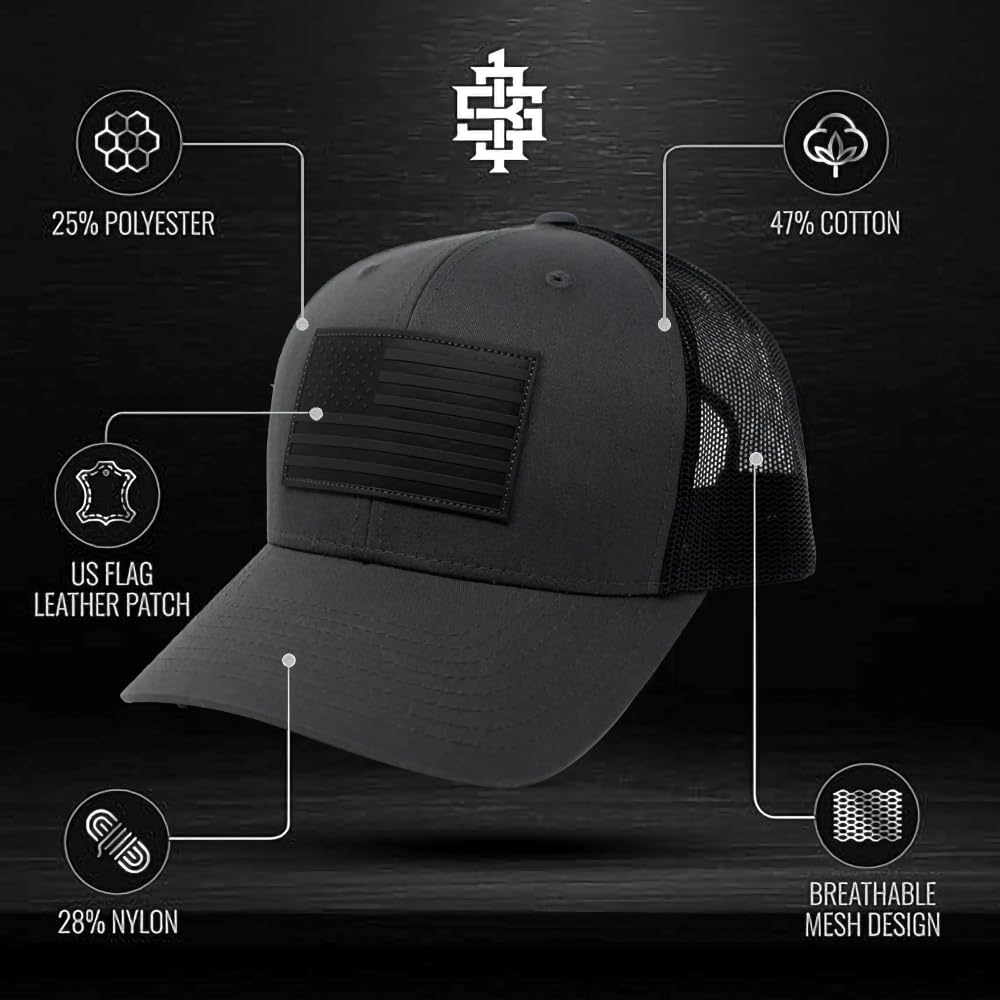 13 STRIPES American Flag Hat – Leather Patch Mesh Back Snapback Hat for Men & Wo, view 5