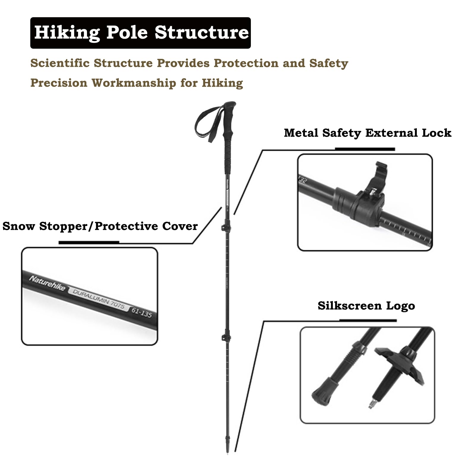 Outdoor Mountaineering Wand Hiking Wand Foldable and Stretchable Lightweight Tac